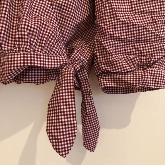 Madewell Gingham Cross Top with Front Tie - Picture 3 of 5